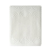 Beautiful by Drew Barrymore Textured Bath Towel, Soft 100% Cotton, Off White