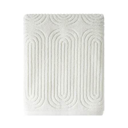 Beautiful by Drew Barrymore Textured Bath Towel, Soft 100% Cotton, Off White