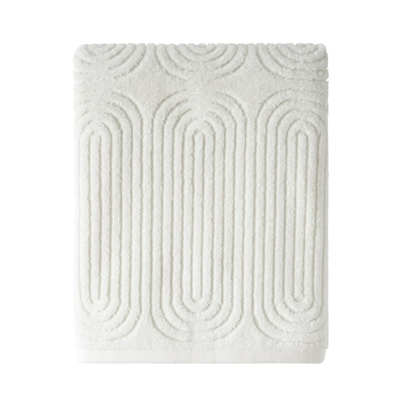 Beautiful Textured Bath Towel, 56" x 30", Off White by Drew Barrymore