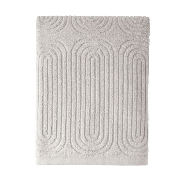 Beautiful by Drew Barrymore Textured Bath Towel, Soft 100% Cotton, Porcini Taupe