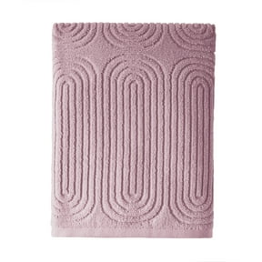 Beautiful by Drew Barrymore Textured Bath Towel, Soft 100% Cotton, Rose Pink