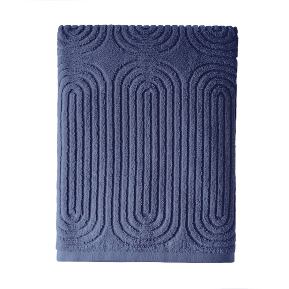 Beautiful by Drew Barrymore Textured Washcloth, Soft 100% Cotton, Smokey Blue