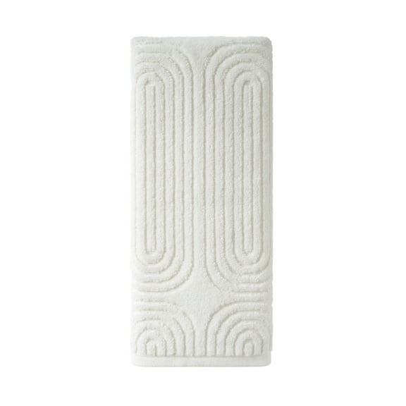 Beautiful by Drew Barrymore Textured Hand Towel, Soft 100% Cotton, Off White