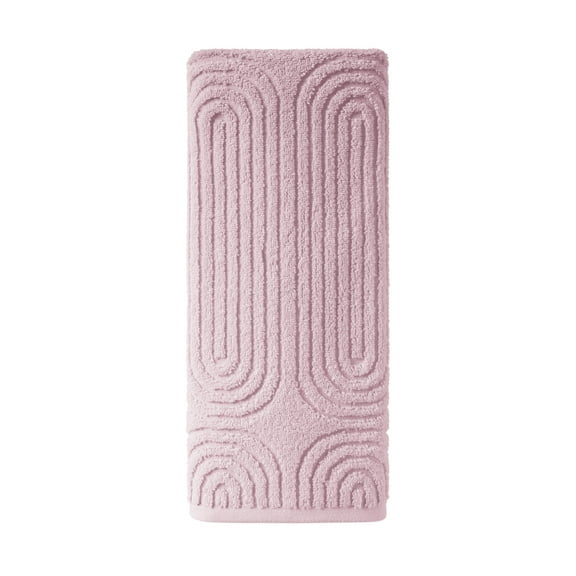 Beautiful by Drew Barrymore Textured Hand Towel, Soft 100% Cotton, Rose Pink