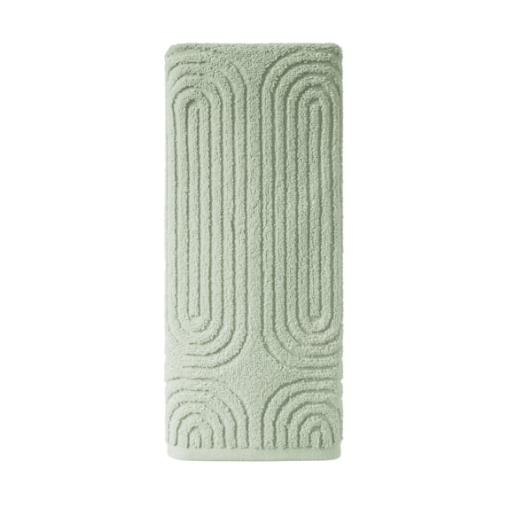 Beautiful by Drew Barrymore Textured Hand Towel, 100% Cotton, Sage Green