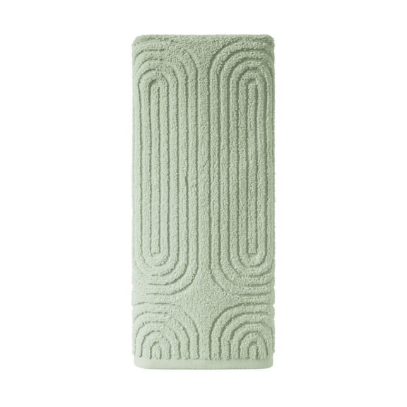 Beautiful by Drew Barrymore Textured Hand Towel, Soft 100% Cotton, Sage Green