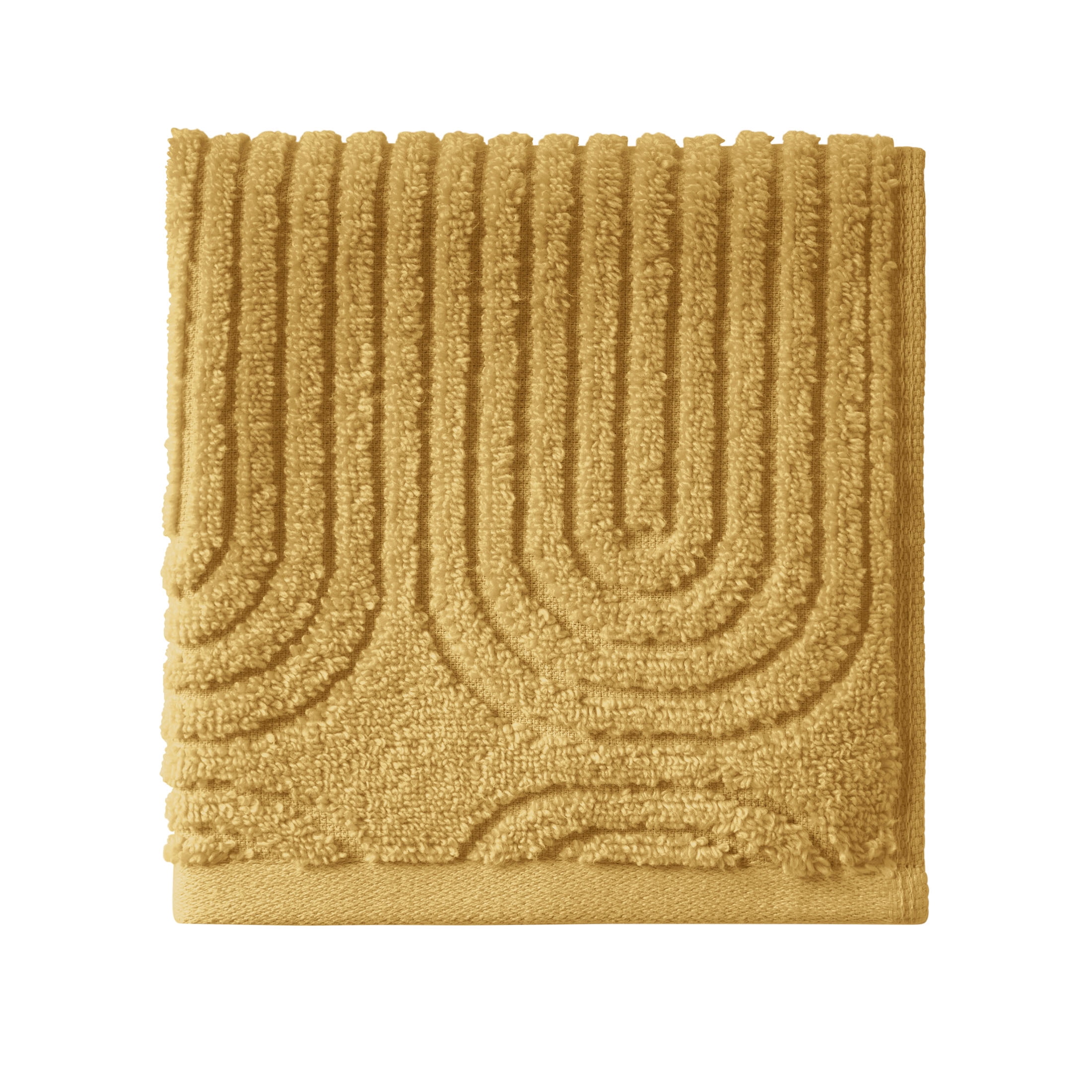 Beautiful by Drew Barrymore Textured Washcloth, Soft 100% Cotton, Amber Yellow