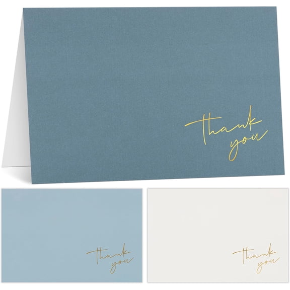 30 Pcs Blue Thank You Cards Set with Envelopes and Stickers, Elegant Blank Note Cards for Wedding, Business, Baby Shower and All Occasions