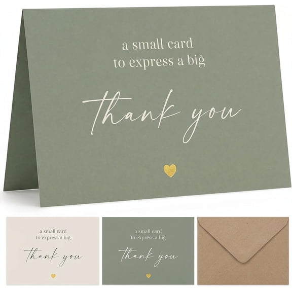 Beautiful Thank You Cards Set of 30 With Envelopes and Stickers - Modern Blank Cards For Personalized Notes - Perfect Bulk Stationary Set For All Occasions incl. Weddings, Business & Baby Showers