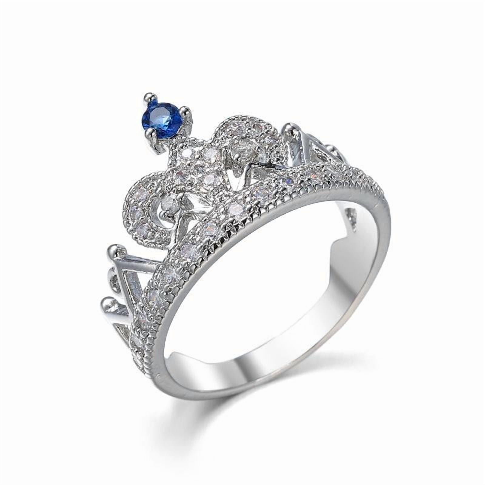 Beautiful Tiara Ring, Princess Crown Diamond Wedding Ring, Luxurious Diamond Engagement Ring For Women, 14K White Gold Plated, 2.2 Ct Simulated Diamond, Anniversary Ring For Wife