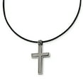 thumbnail image 1 of Beautiful Titanium Leather Cord Cross 18in Necklace, 1 of 2