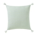 thumbnail image 1 of Beautiful Tonal Houndstooth Cotton Decorative Pillow with Tassels by Drew Barrymore, 22" x 22", Sage, 1 of 5