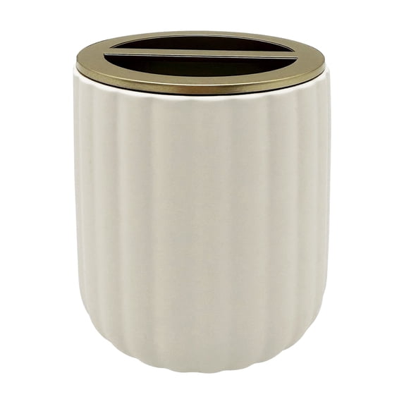 Beautiful by Drew Barrymore Ceramic Toothbrush Holder, Off White