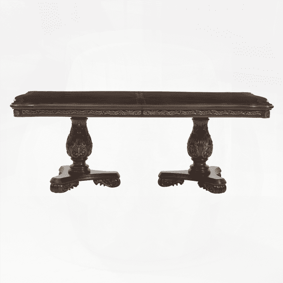 Beautiful Traditional 1pc Rectangular Dining Table with 2 Extension Leaves (Cherry Finish & Gold Tipping) for Small Spaces | Walmart US