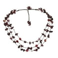 thumbnail image 1 of Beautiful Triple Layer Chunky Red Garnet Crystal & Stone Necklace, 1 of 3