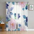 Beautiful Tropical Flowers Sheer Window Curtains For Living Room