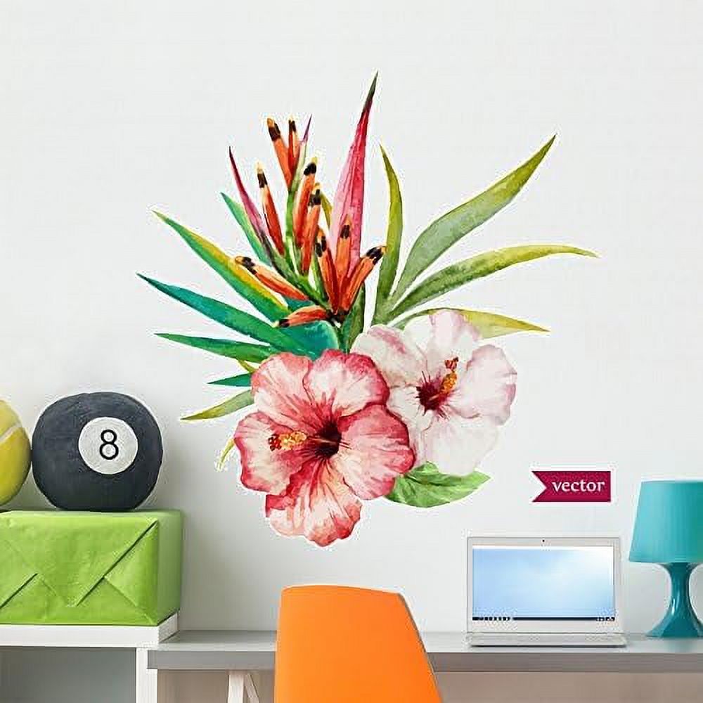 Beautiful Tropical Hawaiian Flowers Wall Decal Peel And Stick Floral