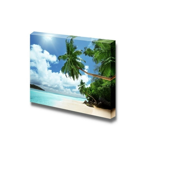 Beautiful Tropical Scenery Landscape of Beach on Mahe Island in Seychelles - Canvas Art Wall Art - 16" x 24"