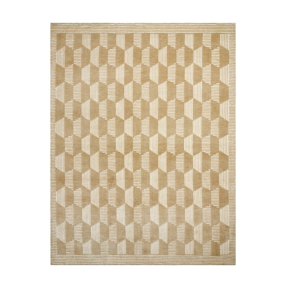 Beautiful Tufted Beige Geometric Stripe Indoor Area Rug by Drew Barrymore, 8' x 10'