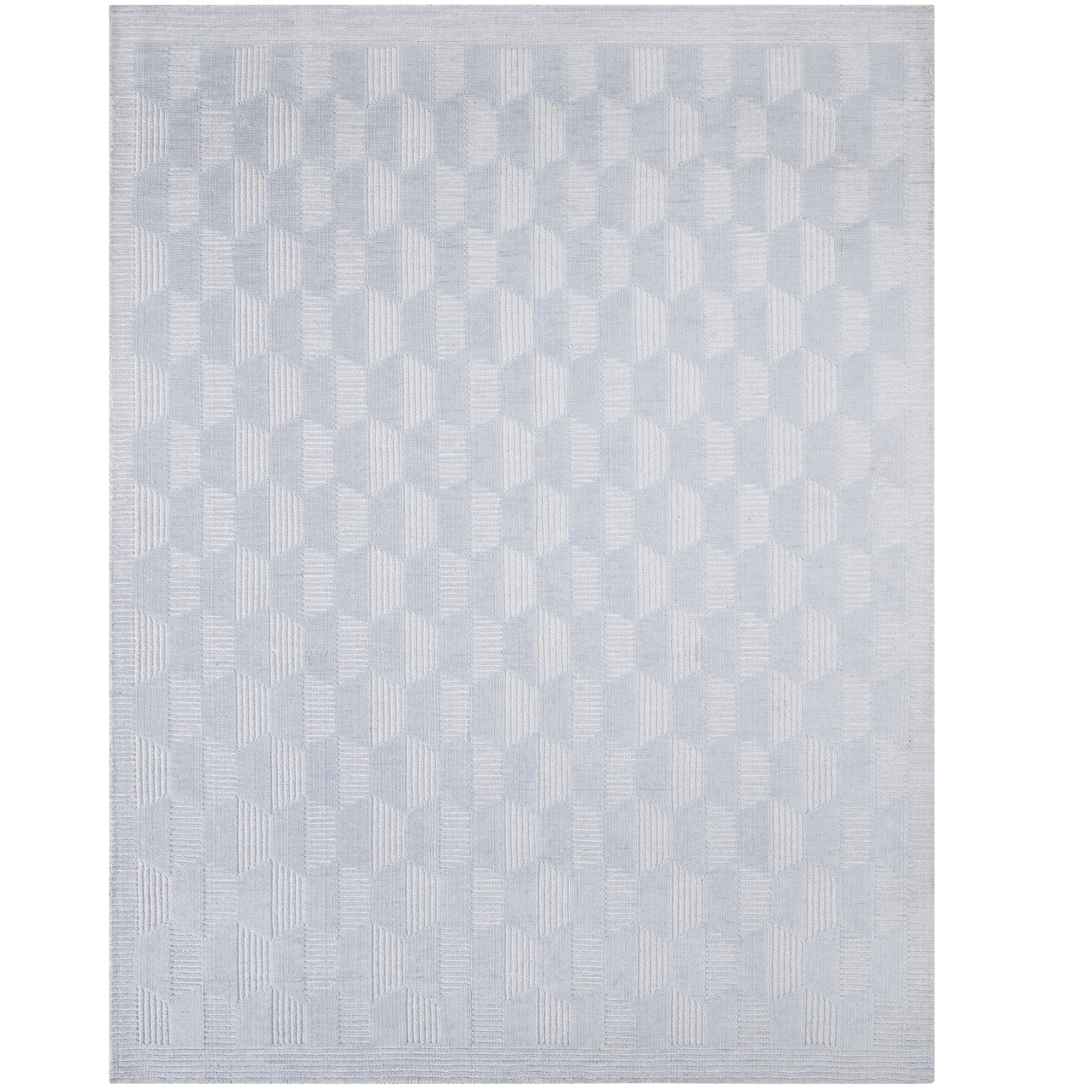 Beautiful Tufted Blue Geometric Stripe Indoor Area Rug by Drew Barrymore, 9' x 12'