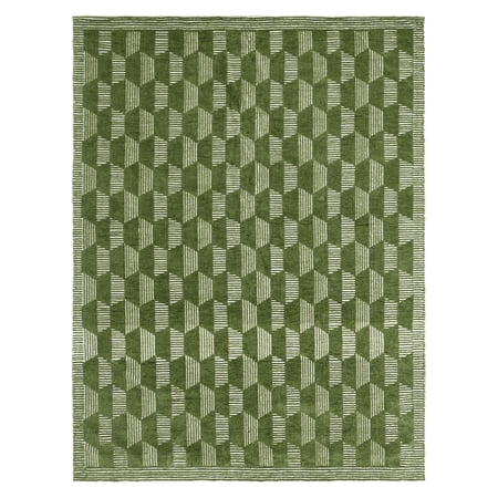 Beautiful Tufted Thyme Green Geometric Stripe Indoor Area Rug by Drew Barrymore, 8' x 10'