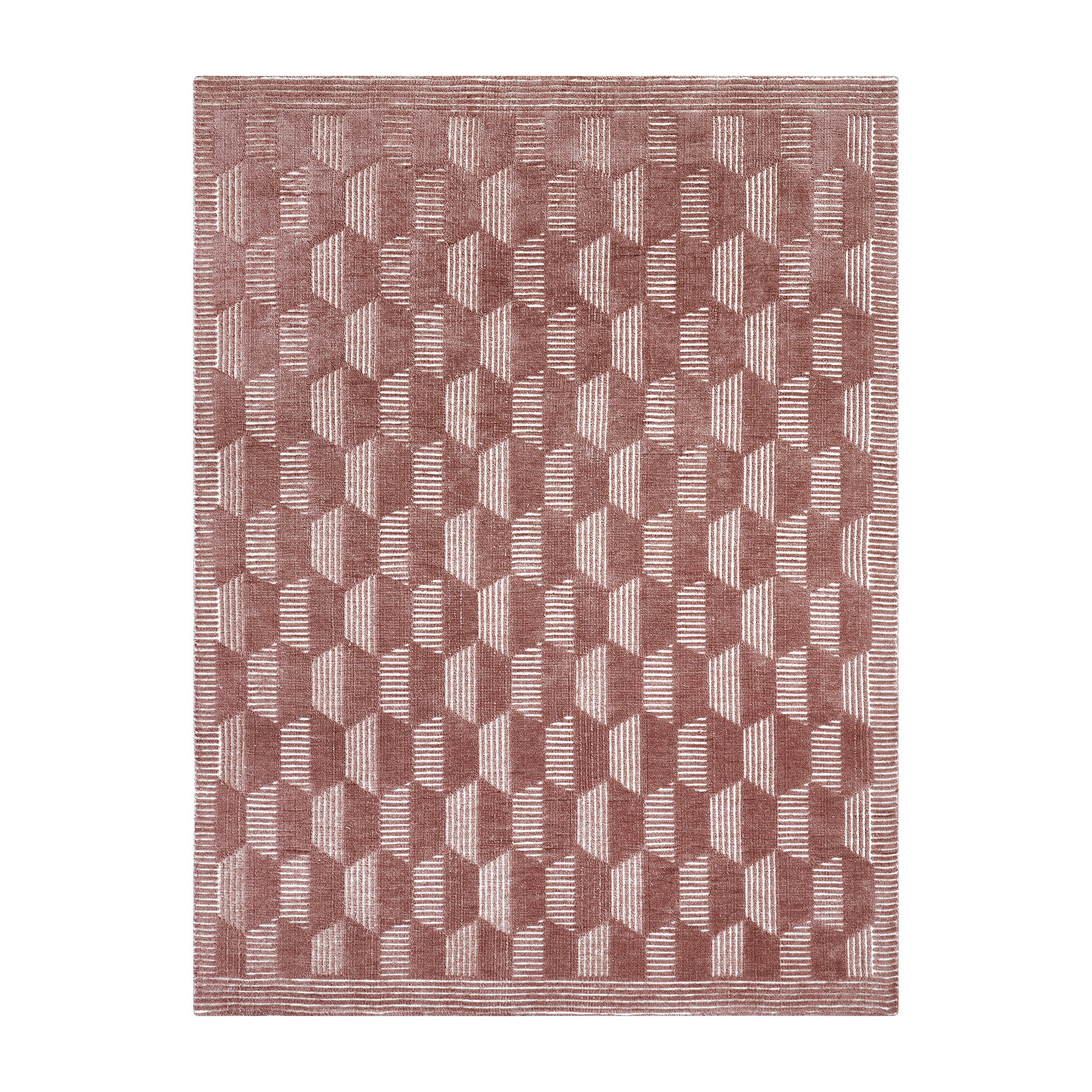 Beautiful Tufted Rose Geometric Stripe Indoor Area Rug by Drew Barrymore, 8' x 10'