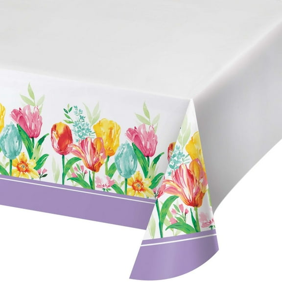 Beautiful Tulip Blooms Paper Tablecloth