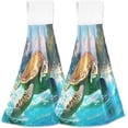 thumbnail image 1 of Beautiful Turtle Hand Towels Set of 2 Soft Absorbent Kitchen Hanging Towels Dish Cloths Bathroom Hand Towels with Loop & Hook for Kitchen Bathroom Wash cloth, 1 of 7