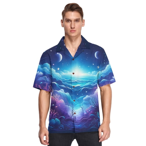 Beautiful Underwater Sea Men's Hawaiian Wrinkle Free Button Down Short Sleeve Shirt Casual Shirts Beach Shirts