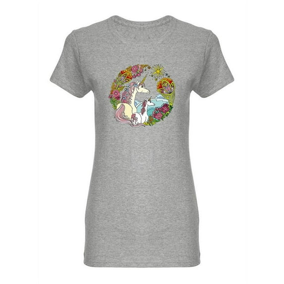 Beautiful Unicorn And Foal Shaped T-Shirt Women -Image by Shutterstock, Female XX-Large
