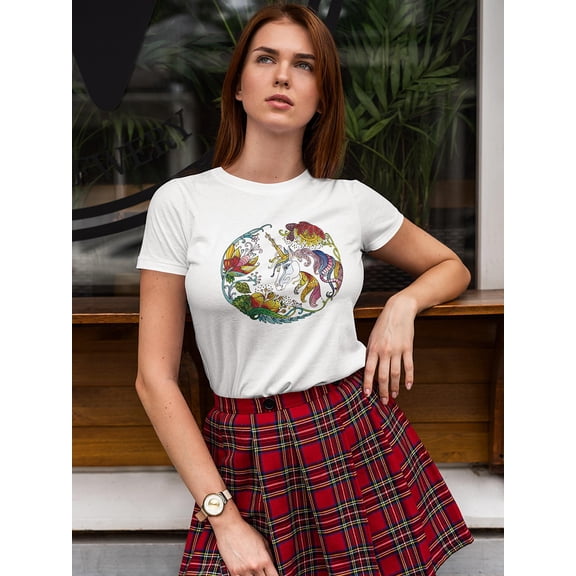 Beautiful Unicorn Magic Nature Shaped T-Shirt Women -Image by Shutterstock, Female Medium