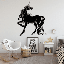 Beautiful Unicorn Magical Unicorns Silhouette Wall Sticker Art Decal for Girls Boys Kids Room Bedroom Nursery Kindergarten House Fun Home Decor Stickers Wall Art Vinyl Decoration Size (30x22 inch)