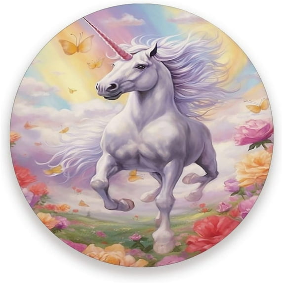 Beautiful Unicorn Rainbow Coasters Absorbent Moisture Non-Slip Drink Coaster Ceramic Stone with Cork Base Desktop Protection Prevent Furniture Damage 4PCS Home Decor