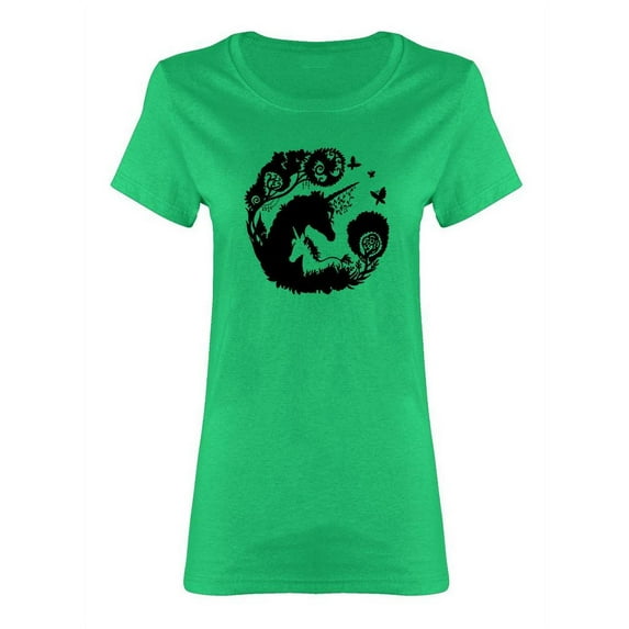 Beautiful Unicorn With Trees Shaped T-Shirt Women -Image by Shutterstock, Female x-Large