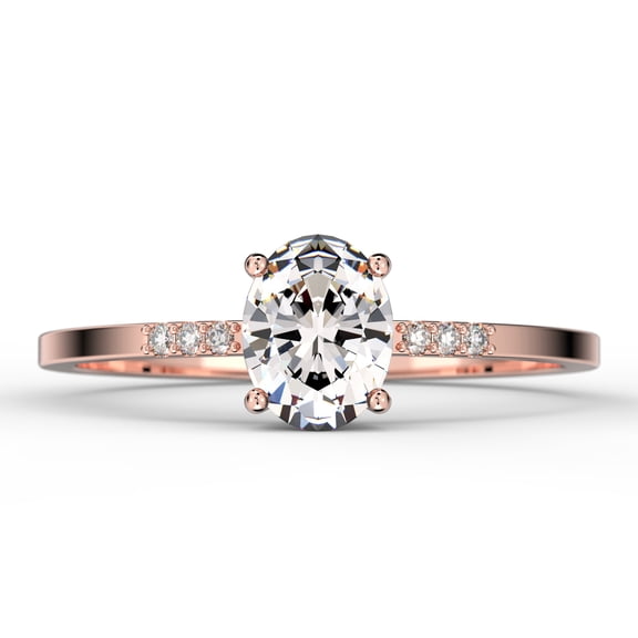Art Deco 1.50 Carat Oval Cut Moissanite & Diamond Engagement Ring in 10k Rose Gold