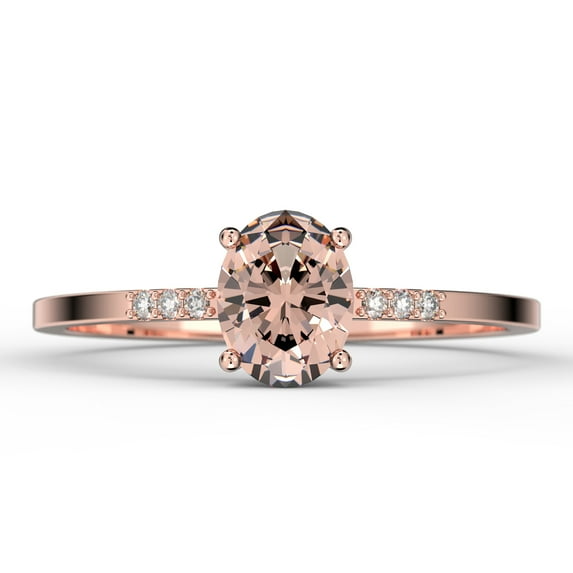 Beautiful Unique Art Deco 1.50 Carat Oval Cut Morganite And Diamond Moissanite Engagement Ring, Classic Wedding Ring In 10K Solid Rose Gold, Gift For Her, Girlfriend, Promise Ring, Anniversary Ring