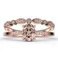 thumbnail image 1 of Beautiful Unique Art Deco 2.00 Carat Oval Cut Morganite And Diamond Moissanite Engagement Ring, Classic Wedding Ring, One Matching Band in 10k Solid Rose Gold, Gift For Her, Promise Ring, Bridal Set, 1 of 3