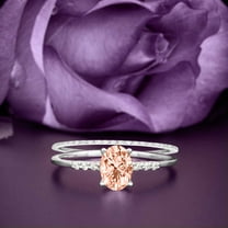 Beautiful Unique Art Deco 2.00 Carat Oval Cut Morganite And Diamond Moissanite Engagement Ring, Classic Wedding Ring, One Matching Band in 10k Solid White Gold, Gift For Her, Promise Ring, Bridal Set