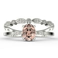 thumbnail image 1 of Beautiful Unique Art Deco 2.00 Carat Oval Cut Morganite And Diamond Moissanite Engagement Ring, Classic Wedding Ring, One Matching Band in 10k Solid White Gold, Gift For Her, Promise Ring, Bridal Set, 1 of 3