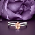 thumbnail image 1 of Beautiful Unique Art Deco 2.00 Carat Oval Cut Morganite And Diamond Moissanite Engagement Ring, Wedding Ring, One Matching Band In 925 Sterling Silver With 18K White Gold Plating Gift For Her, 1 of 3