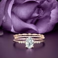 thumbnail image 1 of Beautiful Unique Art Deco 2.50 Carat Oval Cut Diamond Moissanite Engagement Ring, Classic Wedding Ring, Two Matching Band in 10k Solid Rose Gold, Gift For Her, Girlfriend Promise Ring, Trio Set, 1 of 3
