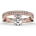 thumbnail image 1 of Beautiful Unique Art Deco 2.50 Carat Oval Cut Diamond Moissanite Engagement Ring, Classic Wedding Ring, Two Matching Band in 925 Sterling Silver With 18k Rose Gold Plating Gift For Her, 1 of 4