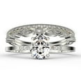 thumbnail image 1 of Beautiful Unique Art Deco 2.50 Carat Oval Cut Diamond Moissanite Engagement Ring, Wedding Ring, Two Matching Band in 925 Sterling Silver With 18k White Gold Plating Gift For Her, 1 of 4