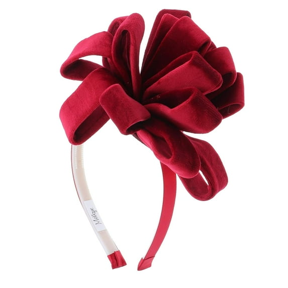 Beautiful Velvet Flower Fascinator Headband for Women and Girls - Burgundy