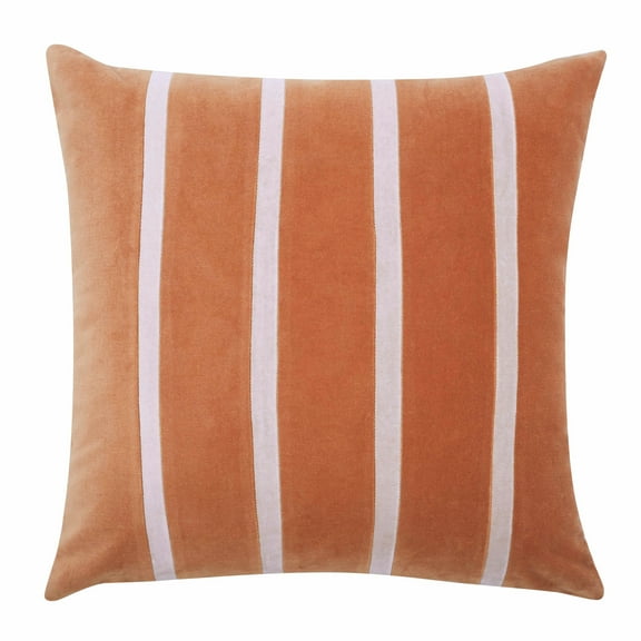 Beautiful 20" x 20" Burnt Orange Stripe Velvet Decorative Pillow by Drew Barrymore