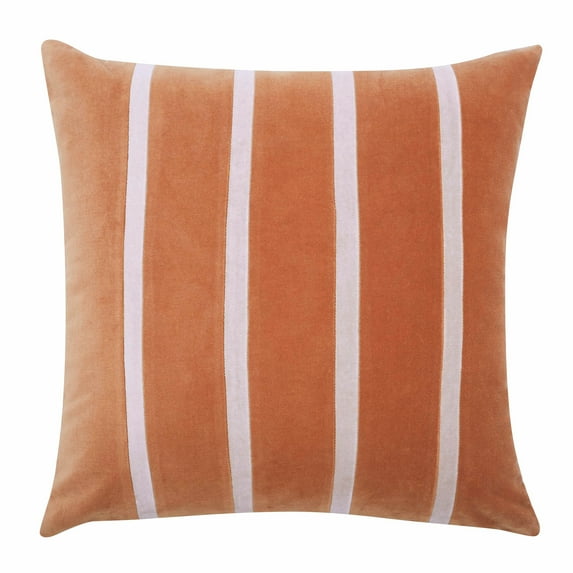 Beautiful 20" x 20" Burnt Orange Stripe Velvet Decorative Pillow by Drew Barrymore