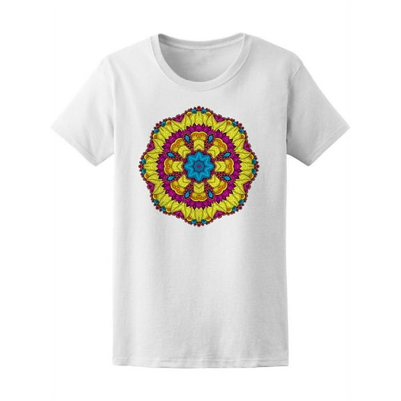 Beautiful Vibrant Mandala T-Shirt Women -Image by Shutterstock, Female Medium