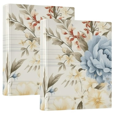 Beautiful Vintage Floral Flower 3 Ring Hardcover Binders 1.5" Round Rings for Letter-Size Folder Paper Organizer Pockets for Office Student Recipe 1 Pack