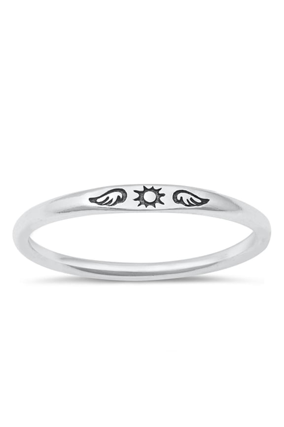 Beautiful Vintage Ring .925 Sterling Silver Sun Angel Wings Band Jewelry Female Male Unisex Size 10