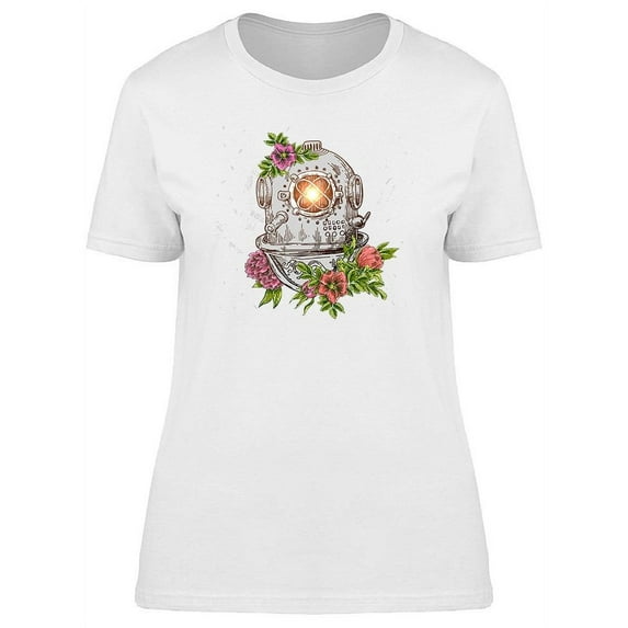 Beautiful Vintage Scuba Helmet T-Shirt Women -Image by Shutterstock, Female x-Large